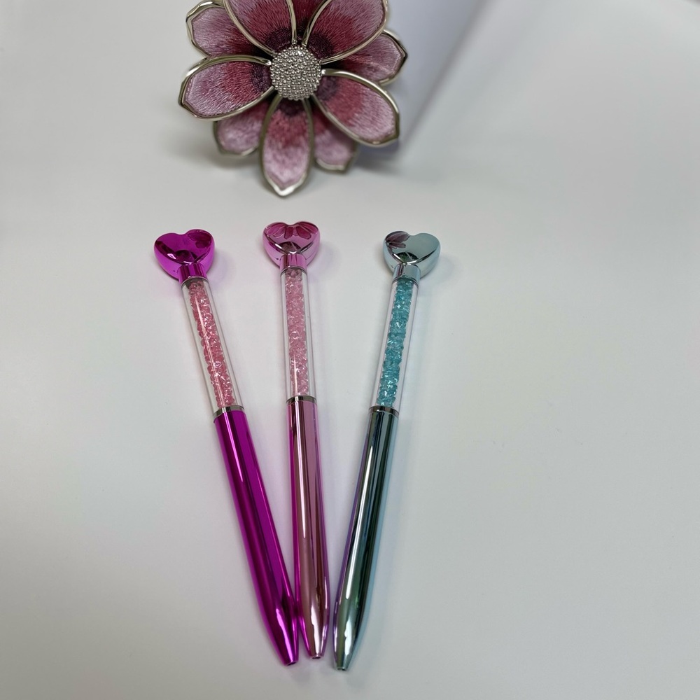 Heart Top Pens - Pink, Silver, Blue